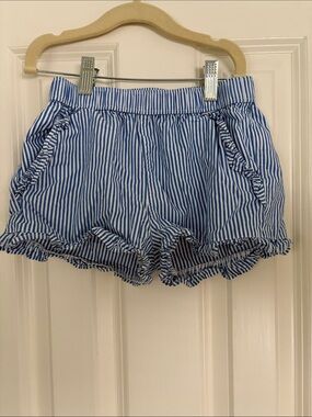 Crewcuts Blue Striped Ruffle Hem Girls Shorts